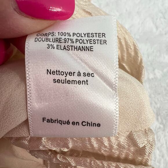 ASTR The Label Tassia Jacquard Puff Sleeve Tie Back Champagne Top SZ L NWT Chic - Picture 11 of 15